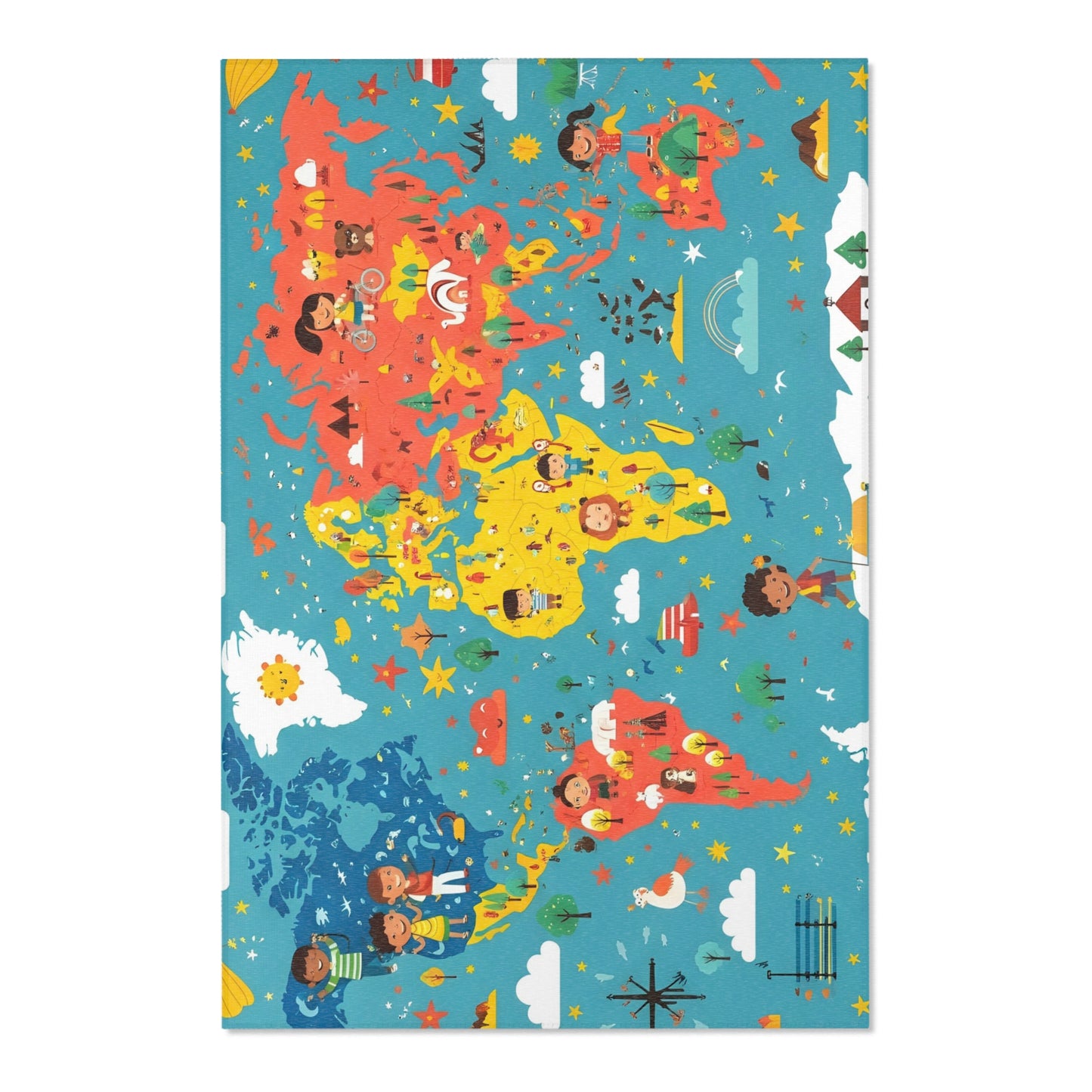 Colorful World Map  Rug