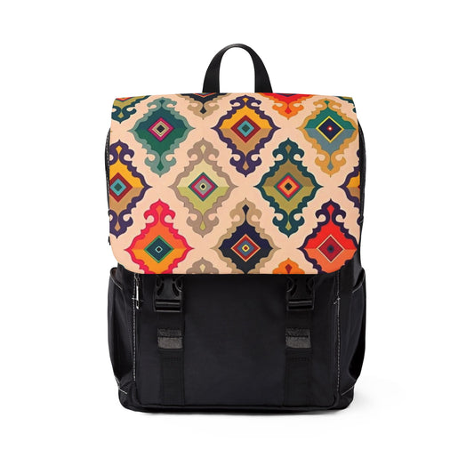 Colorful Unisex Casual Backpack with Geometric Design
