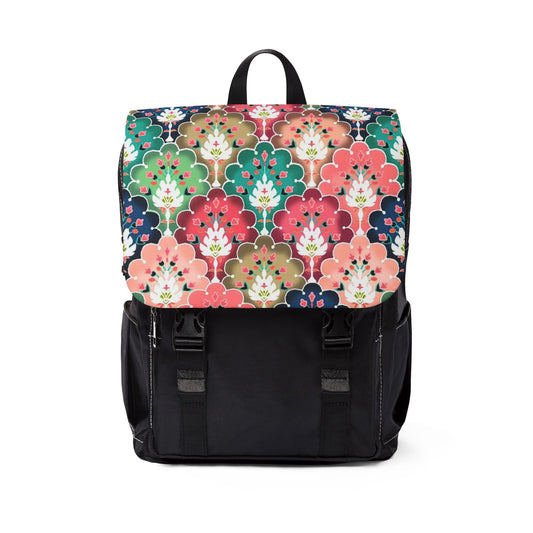 Colorful Floral Design Unisex Casual Shoulder Backpack