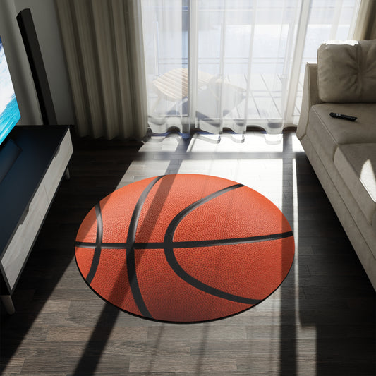Basketball-Themed Round Rug, Kids Bedroom Essential