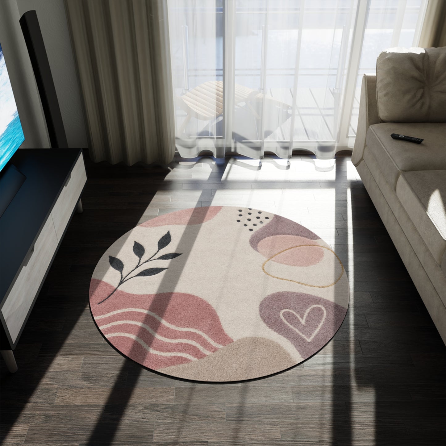 Boho Pink Round Rug