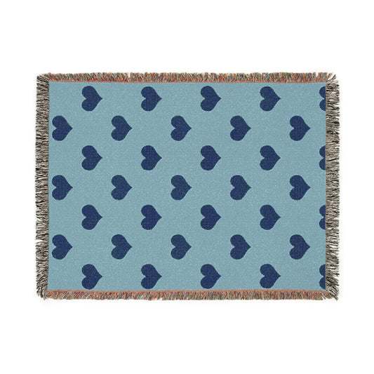 Premium Cozy Hearts Woven Cotton Blanket