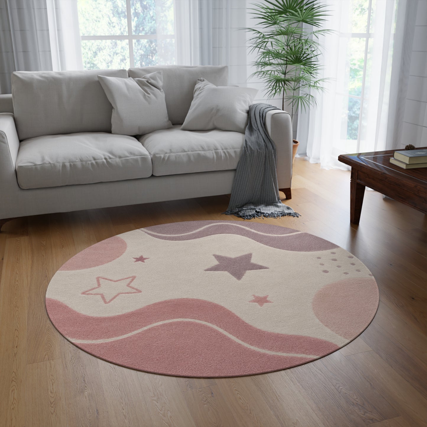 Boho Starry Waves Round Rug
