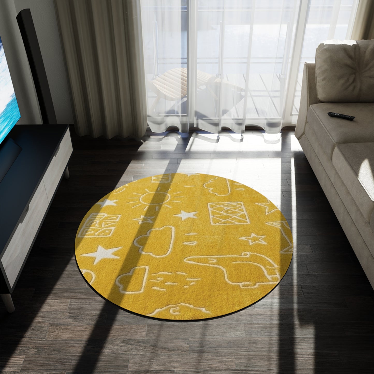 Sunshine Doodle Round Rug