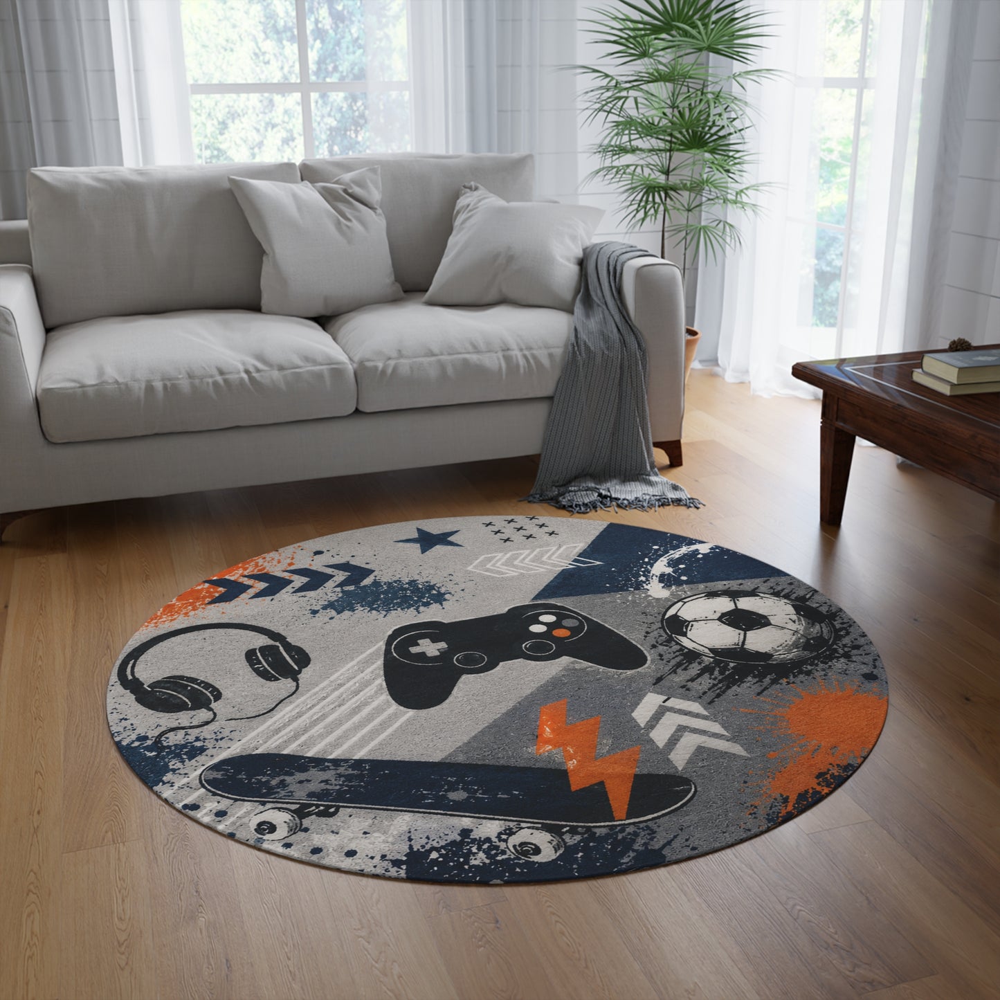 Boys' Sports & Gaming  Round Rug