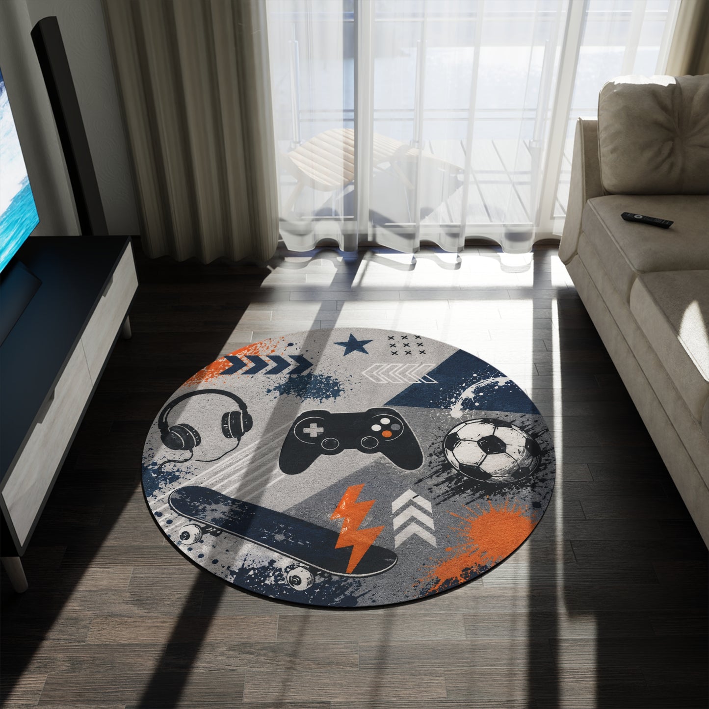 Boys' Sports & Gaming  Round Rug
