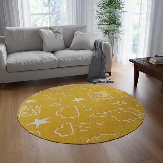 Sunshine Doodle Round Rug