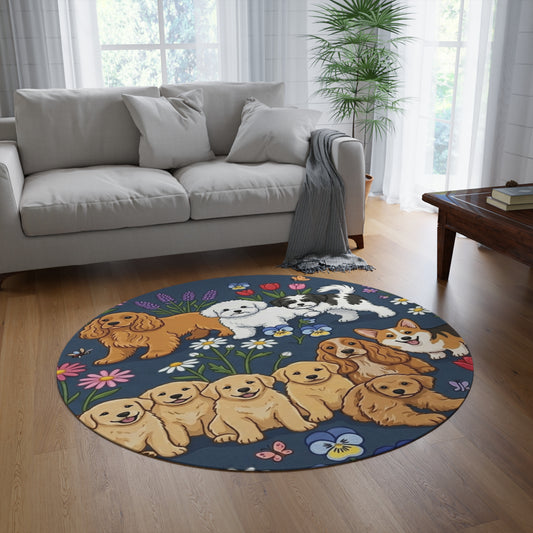Round Dog Pattern Rug