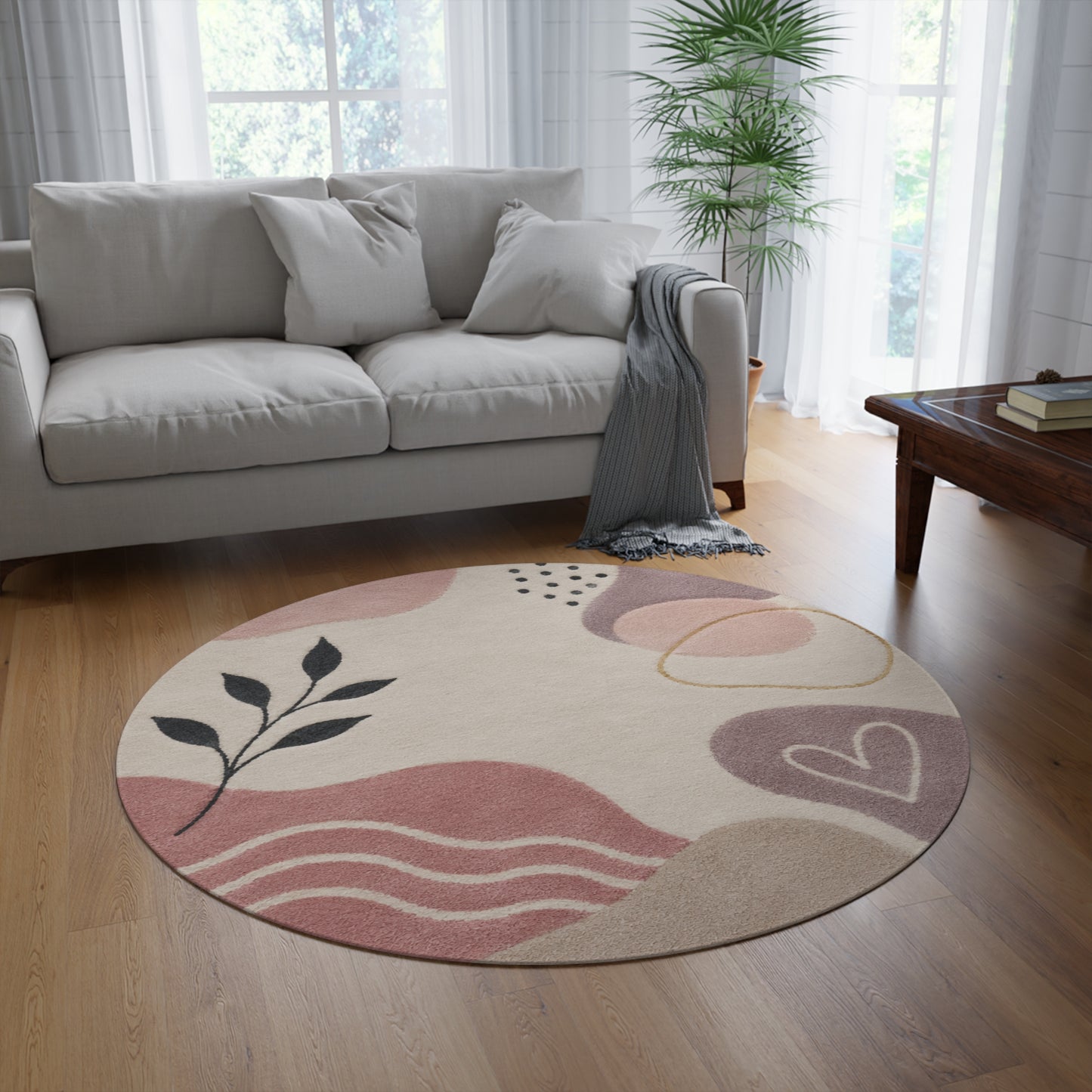 Boho Pink Round Rug