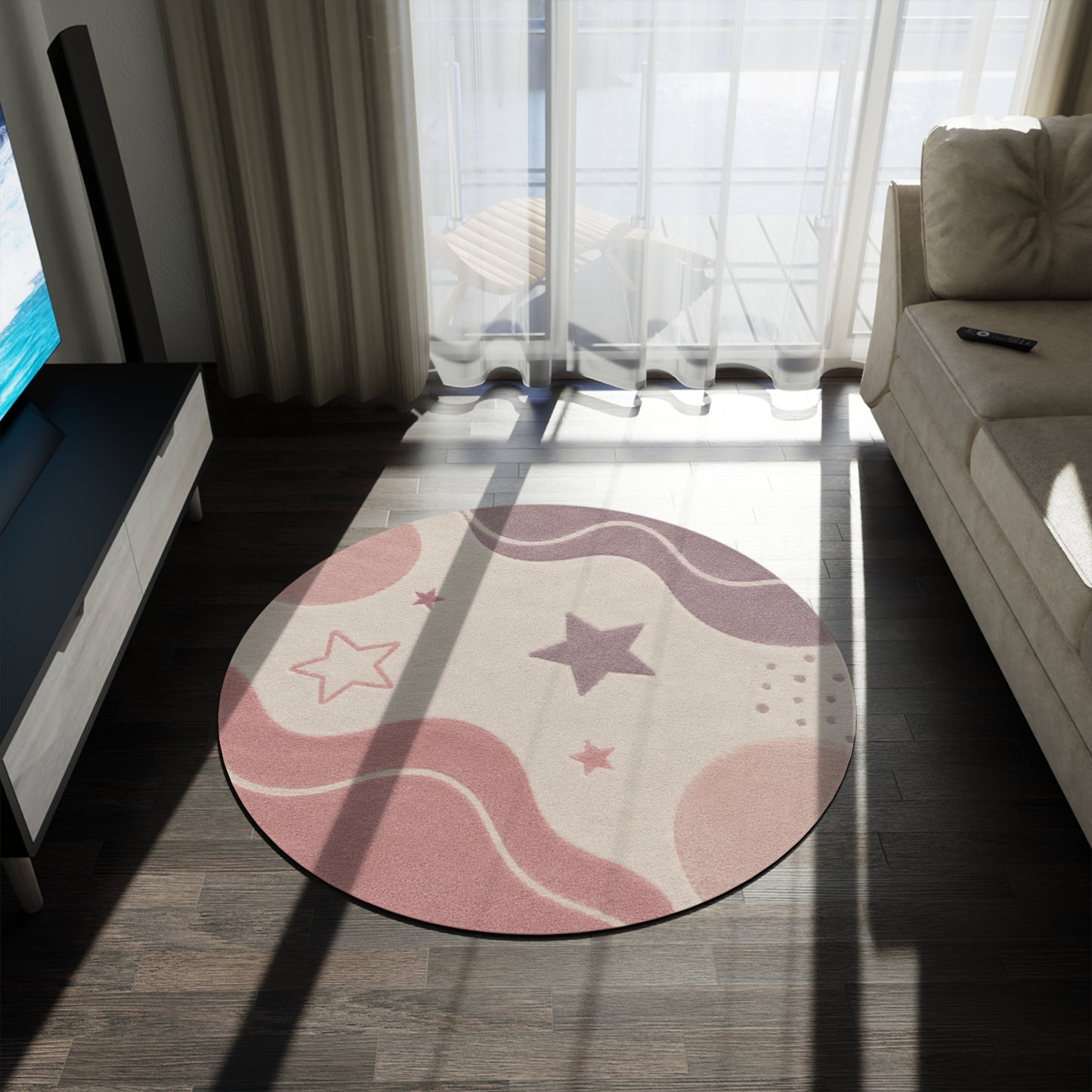 Boho Starry Waves Round Rug