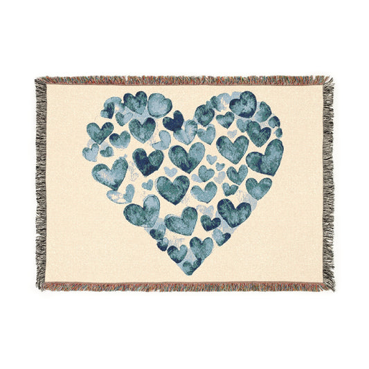Premium Heart Woven Cotton Blanket